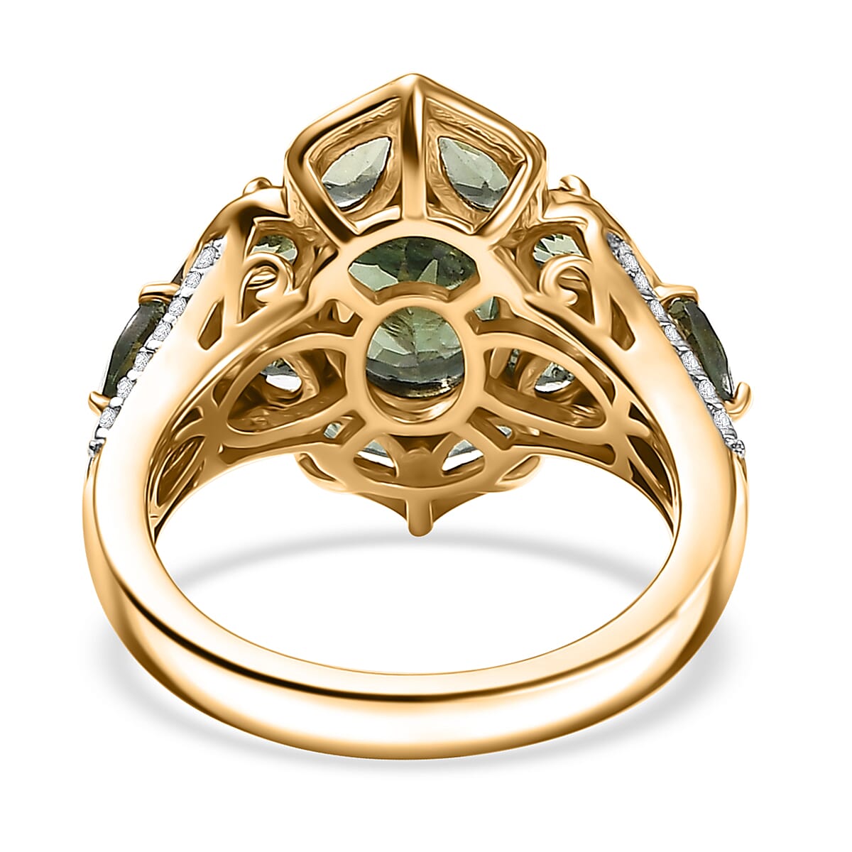 D'Joy Premium Malagasy Pine Apatite and White Zircon 4.50 ctw Whispering Bloom Ring in 18K Vermeil Yellow Gold Over Sterling Silver (Size 9.0) image number 4