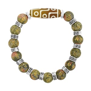 Agate and Unakite Beaded 135 ctw Stretch Bracelet
