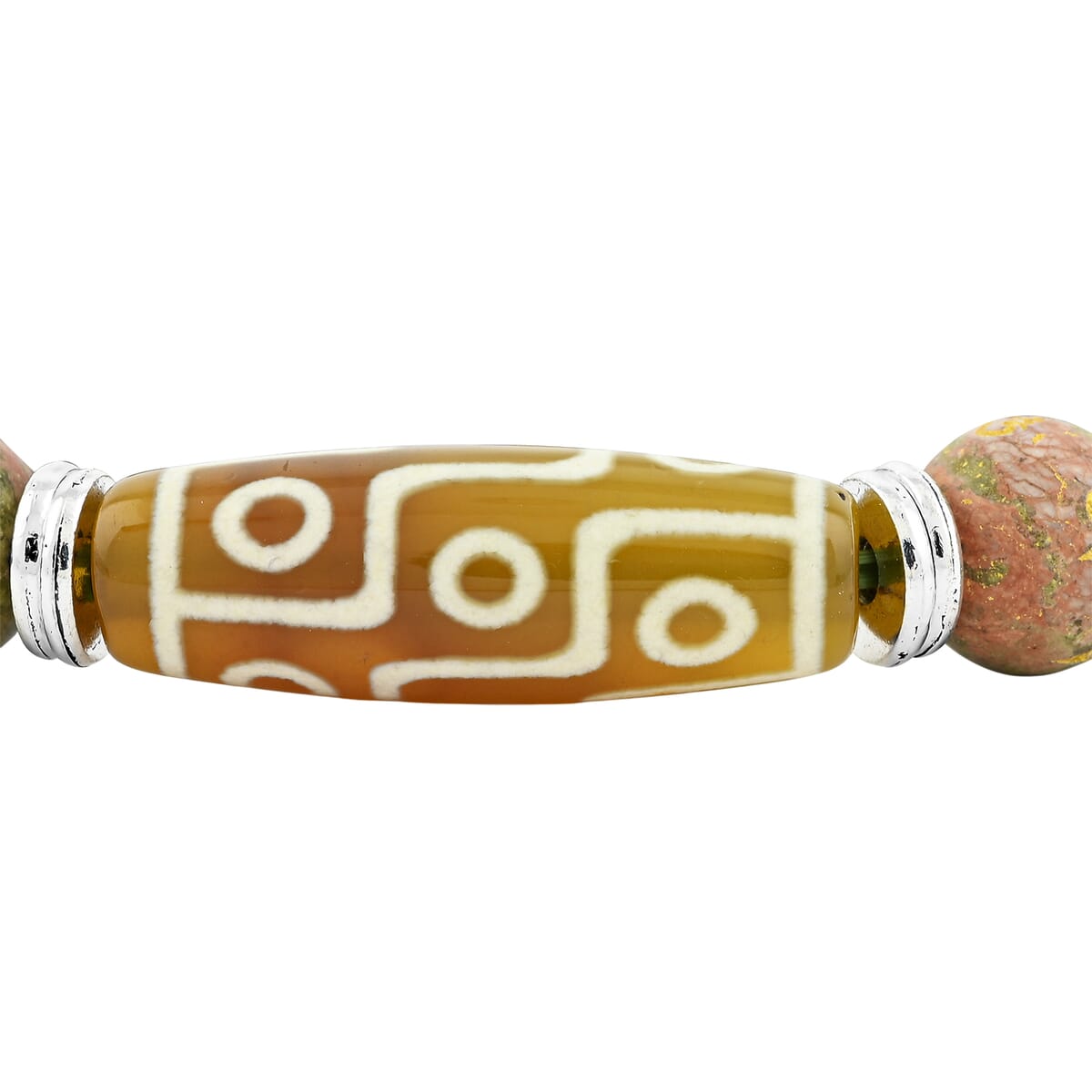 Agate and Unakite Beaded 135 ctw Stretch Bracelet image number 2