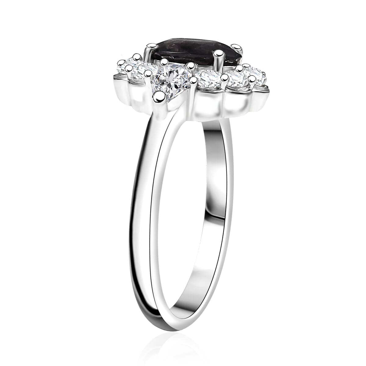 D'Joy Royal Lavender Spinel and Moissanite 2.20 ctw Floral Ring in Rhodium Over Sterling Silver (Size 10.0) image number 3
