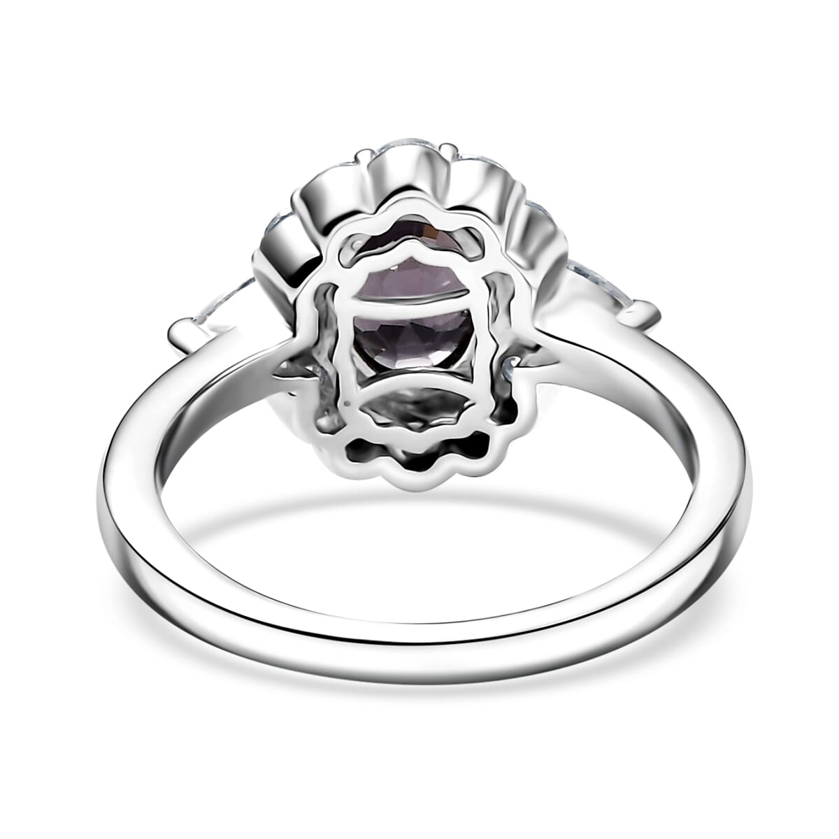 D'Joy Royal Lavender Spinel and Moissanite 2.20 ctw Floral Ring in Rhodium Over Sterling Silver (Size 10.0) image number 4
