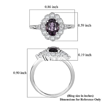D'Joy Royal Lavender Spinel and Moissanite 2.20 ctw Floral Ring in Rhodium Over Sterling Silver (Size 10.0)