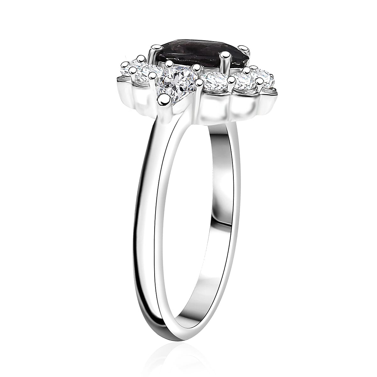 D'Joy Royal Lavender Spinel and Moissanite 2.20 ctw Floral Ring in Rhodium Over Sterling Silver (Size 7.0) image number 3