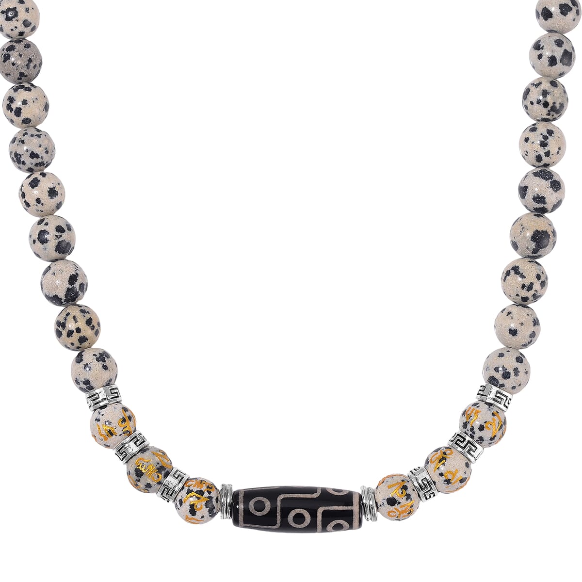 Agate and Dalmation Jasper 305 ctw Necklace 18-20 Inches in Silvertone image number 0