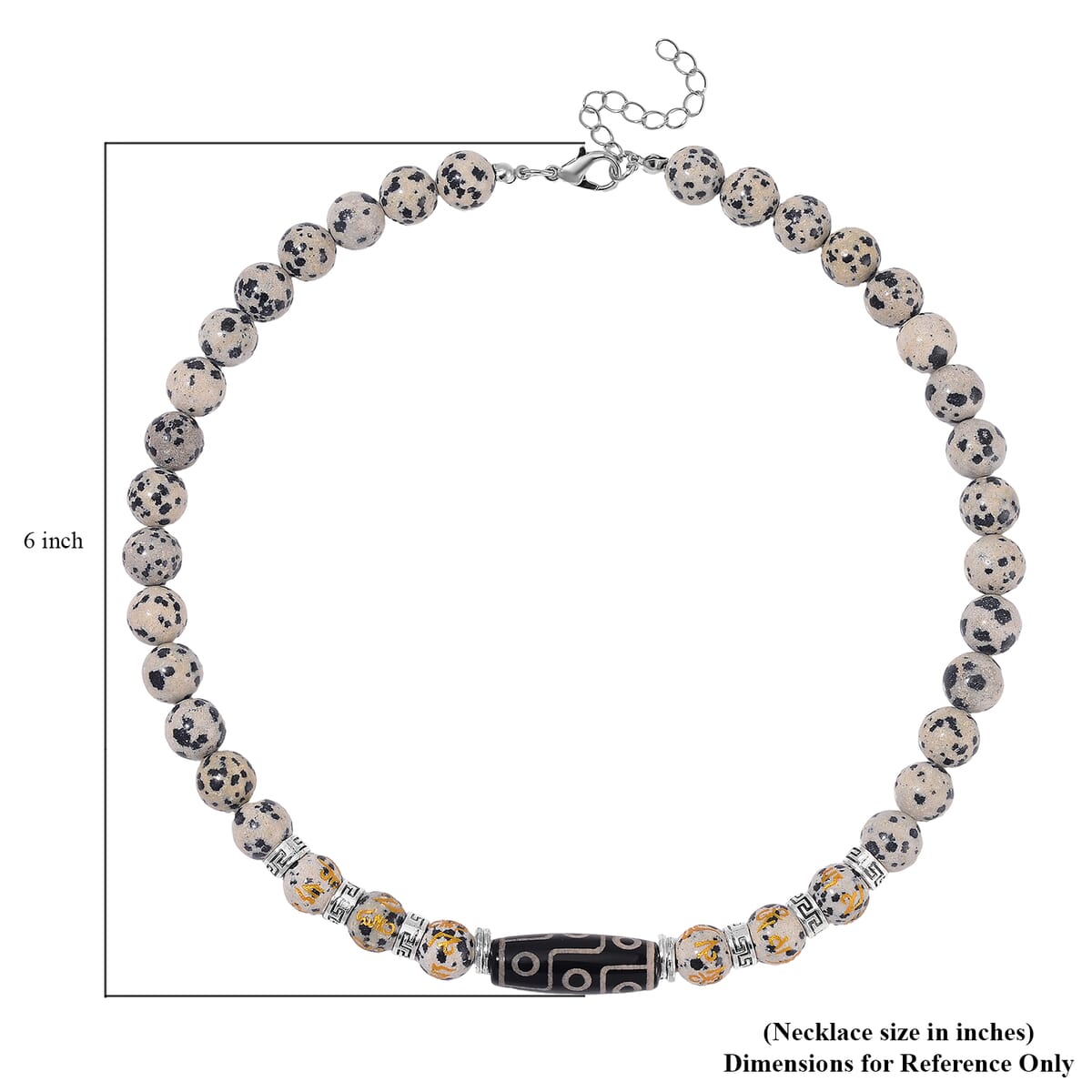 Agate and Dalmation Jasper 305 ctw Necklace 18-20 Inches in Silvertone image number 5