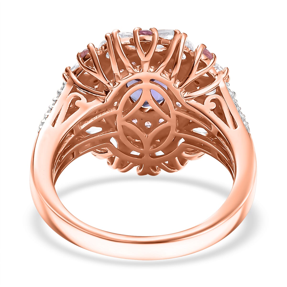 D'Joy AAA Tanzanite and Multi Gemstone 3.50 ctw Cosmic Beauty Ring in 18K Vermeil Rose Gold Over Sterling Silver (Size 7.0) image number 4