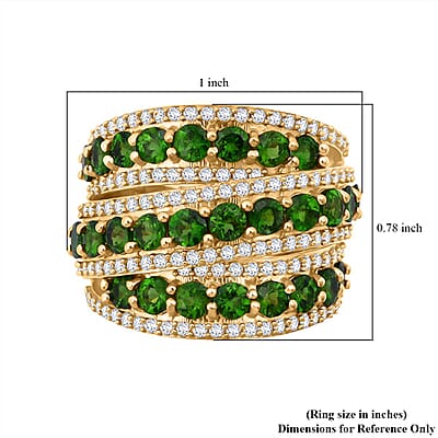 D'Joy Chrome Diopside and White Zircon 6.60 ctw Crossover Bridge Ring in 18K Vermeil Yellow Gold Over Sterling Silver (Size 10.0)
