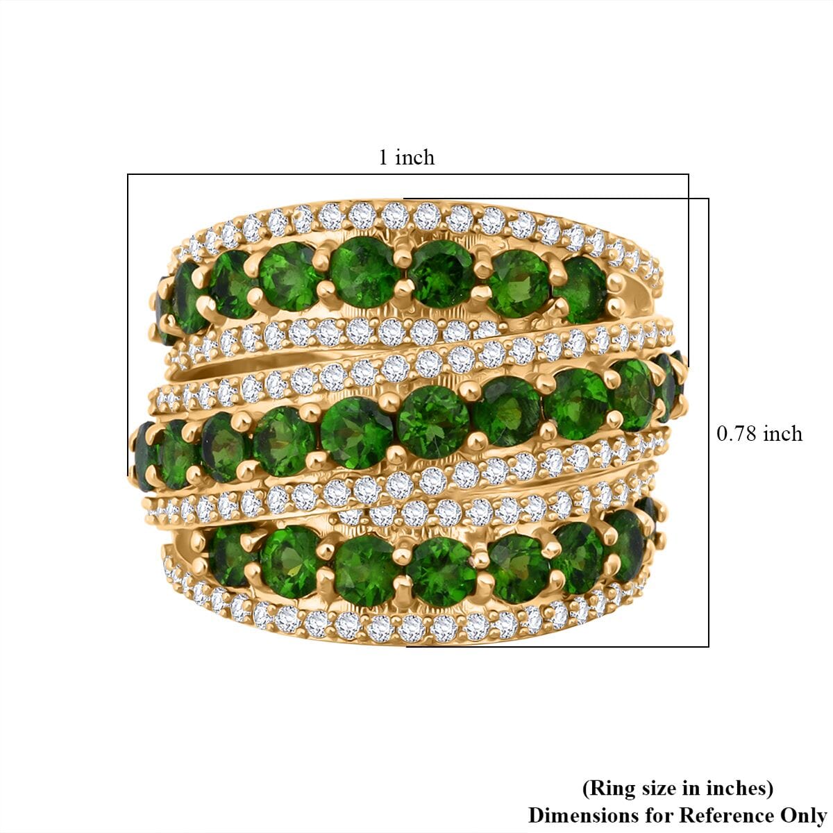 D'Joy Chrome Diopside and White Zircon 6.60 ctw Crossover Bridge Ring in 18K Vermeil Yellow Gold Over Sterling Silver (Size 5.0) image number 5