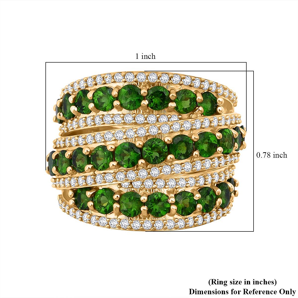 D'Joy Chrome Diopside and White Zircon 6.60 ctw Crossover Bridge Ring in 18K Vermeil Yellow Gold Over Sterling Silver (Size 6.0) image number 5