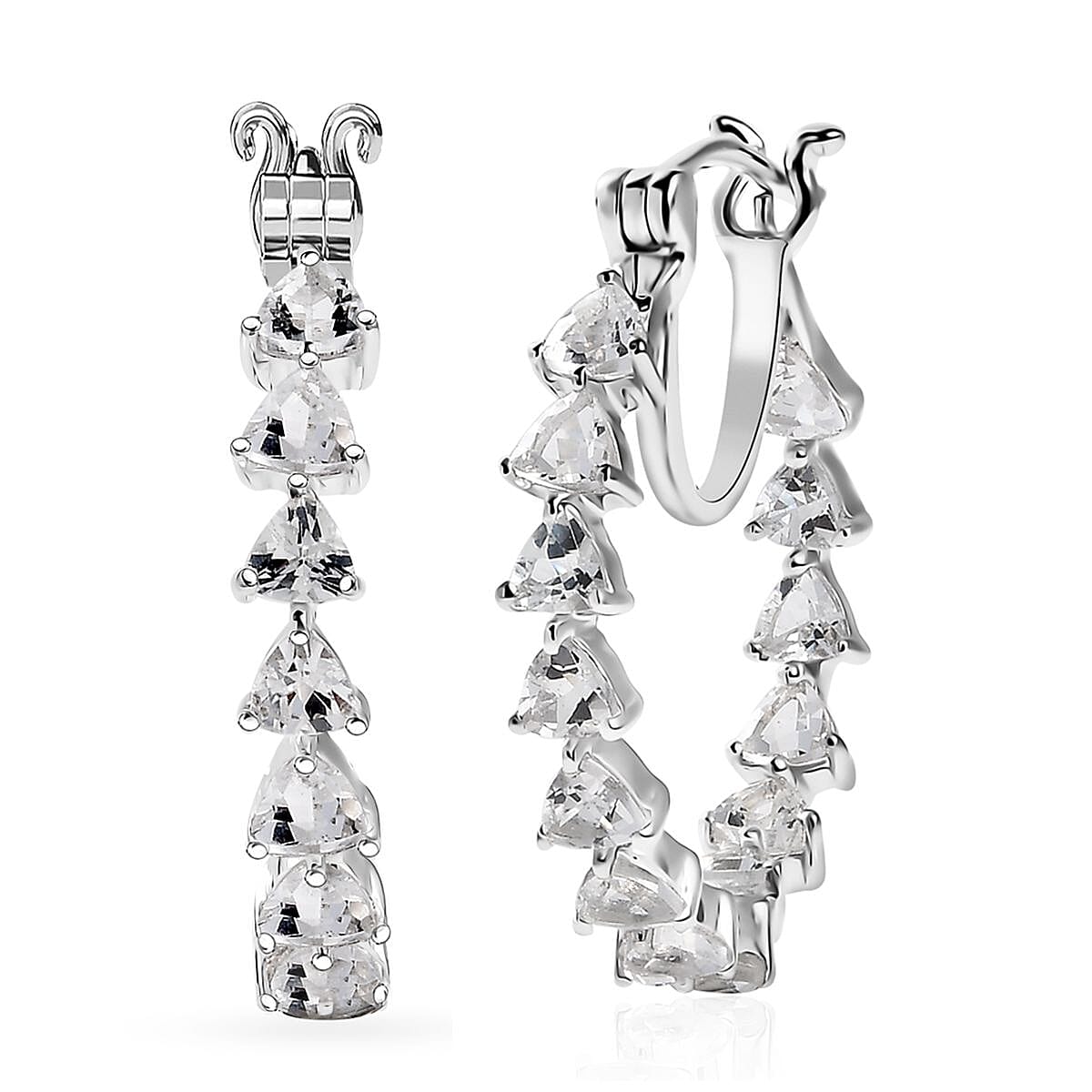 D'Joy Golconda Topaz 3.60 ctw Floral Vines Hoop Earrings in Platinum Over Sterling Silver image number 0