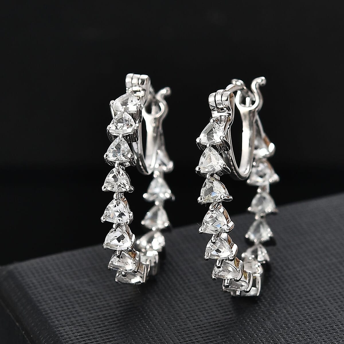D'Joy Golconda Topaz 3.60 ctw Floral Vines Hoop Earrings in Platinum Over Sterling Silver image number 1