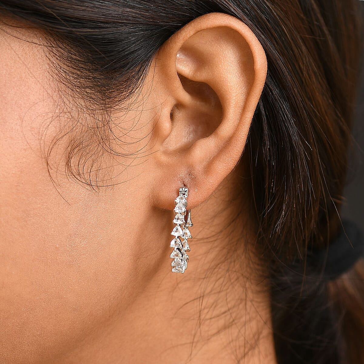 D'Joy Golconda Topaz 3.60 ctw Floral Vines Hoop Earrings in Platinum Over Sterling Silver image number 2