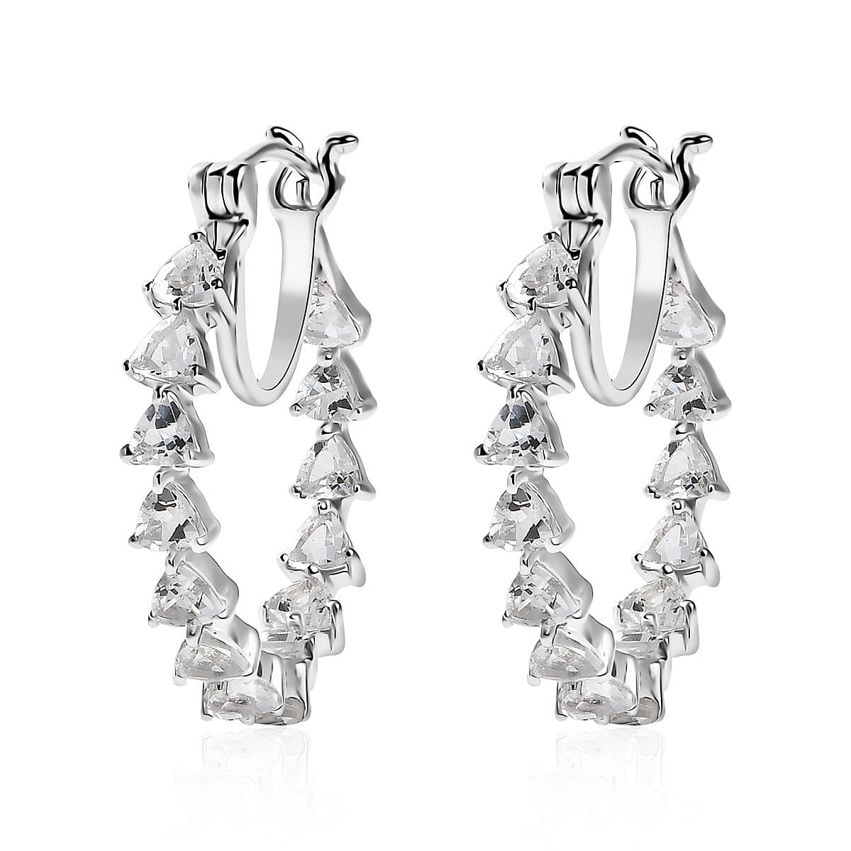 D'Joy Golconda Topaz 3.60 ctw Floral Vines Hoop Earrings in Platinum Over Sterling Silver image number 3