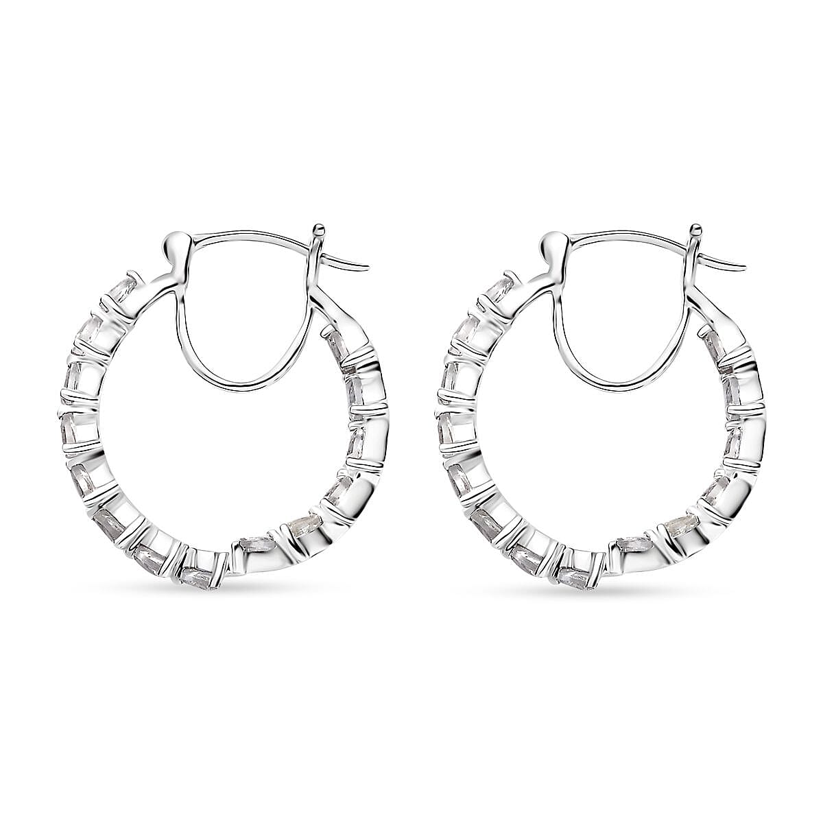 D'Joy Golconda Topaz 3.60 ctw Floral Vines Hoop Earrings in Platinum Over Sterling Silver