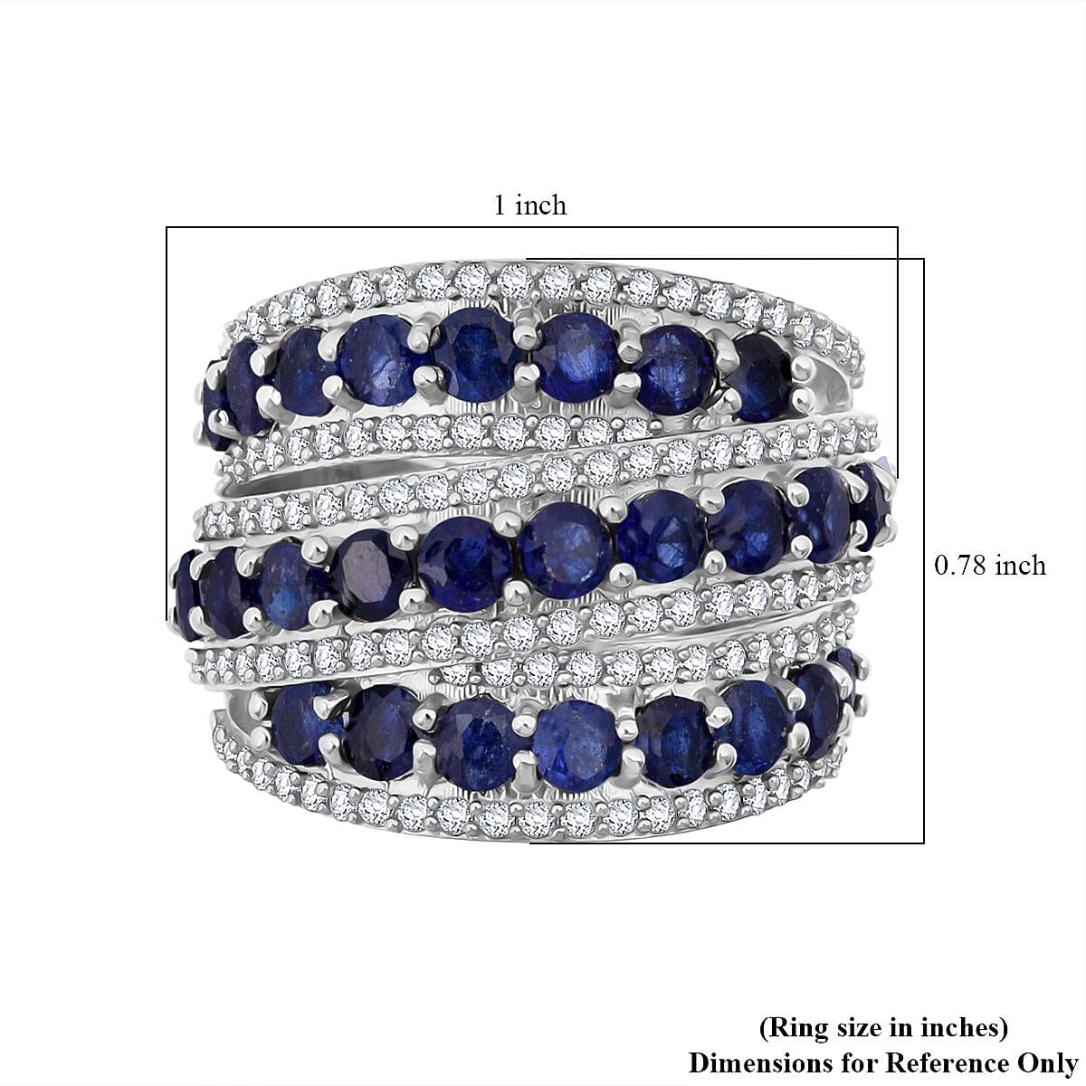 D'Joy Masoala Sapphire (D) and White Zircon 6.65 ctw Crossover Bridge Ring in Rhodium Over Sterling Silver (Size 9.0) image number 5