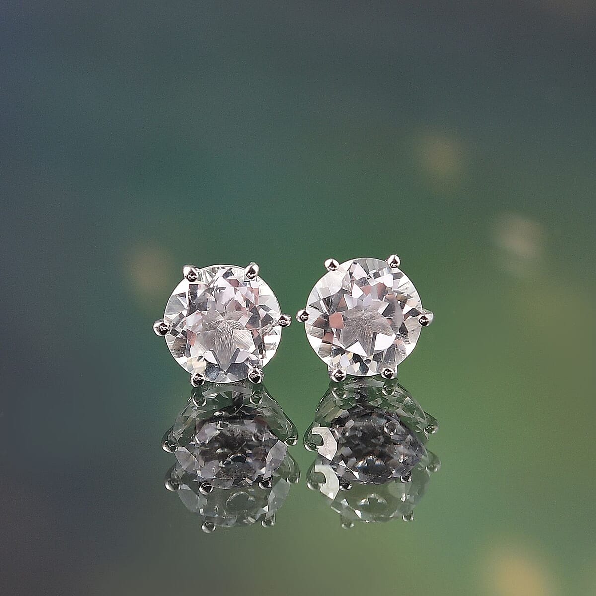D'Joy Golconda Topaz 4.50 ctw Star Brilliance Stud Earrings in Platinum Over Sterling Silver  image number 1