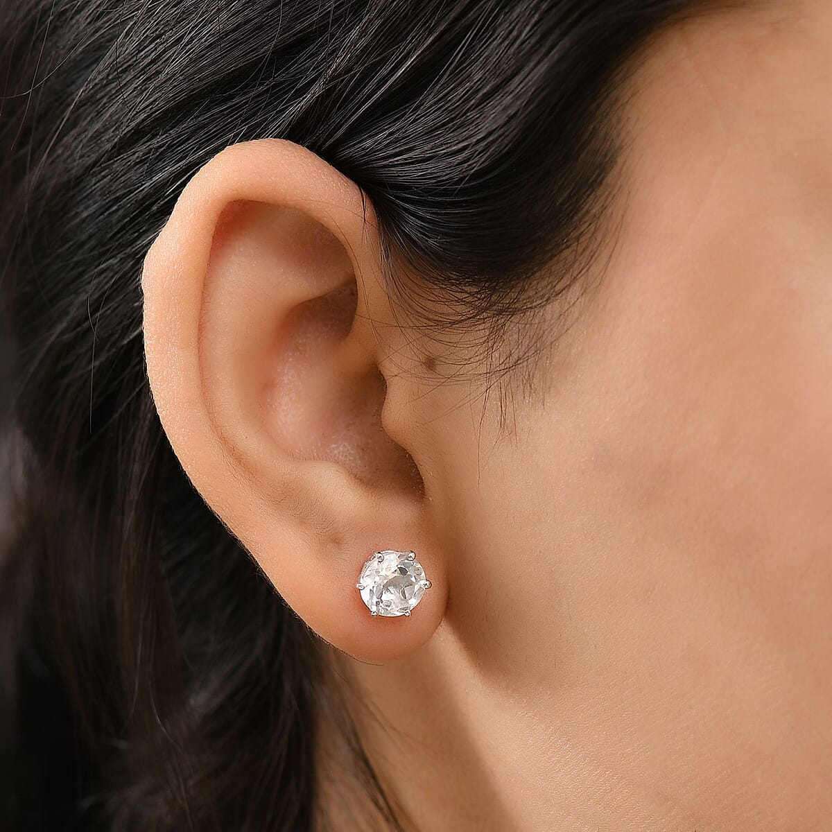 D'Joy Golconda Topaz 4.50 ctw Star Brilliance Stud Earrings in Platinum Over Sterling Silver  image number 2