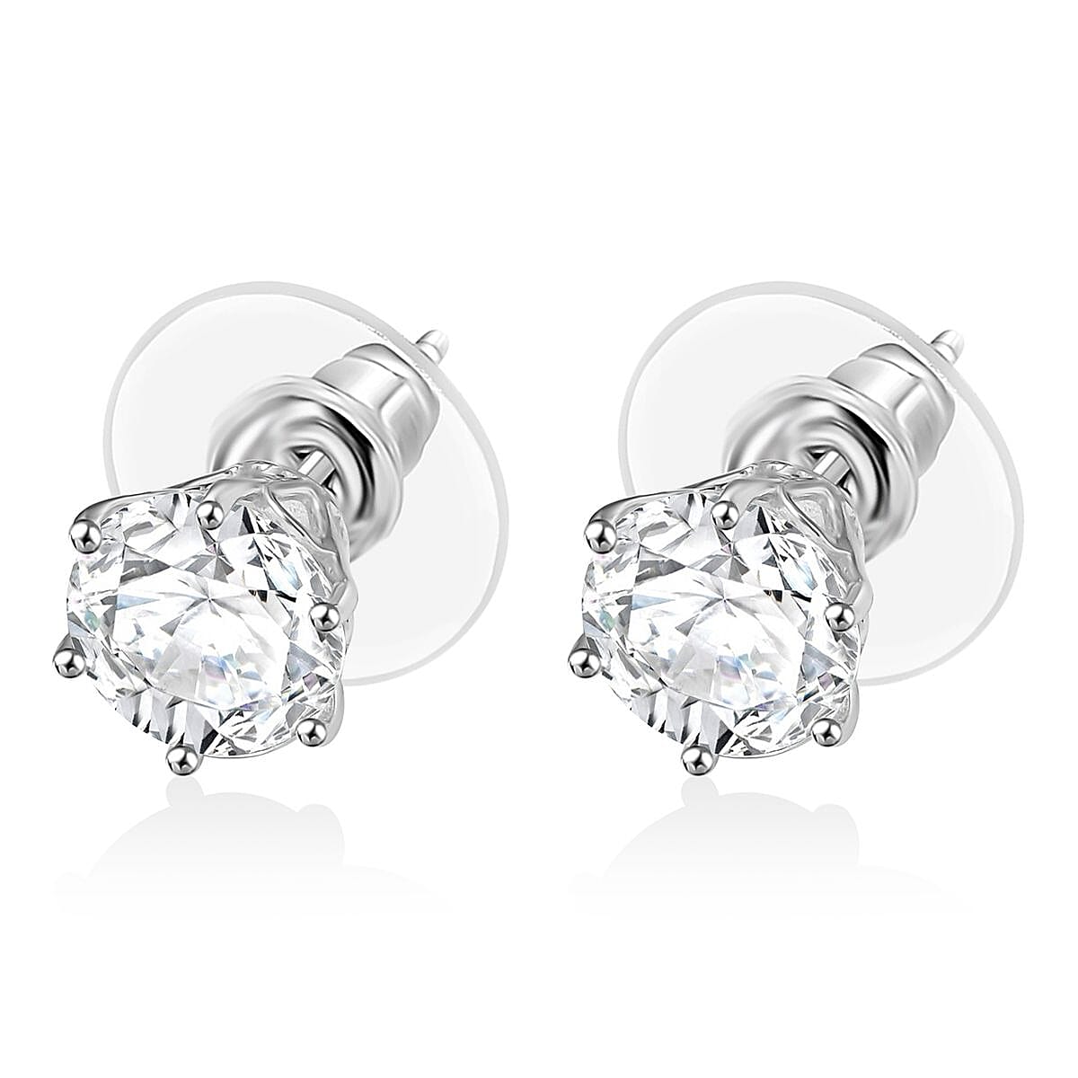D'Joy Golconda Topaz 4.50 ctw Star Brilliance Stud Earrings in Platinum Over Sterling Silver  image number 3
