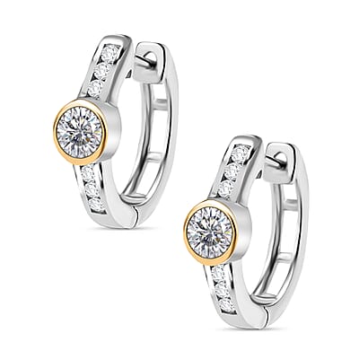Moissanite 1.35 ctw Earrings in 18K Vermeil YG and Rhodium Over Sterling Silver