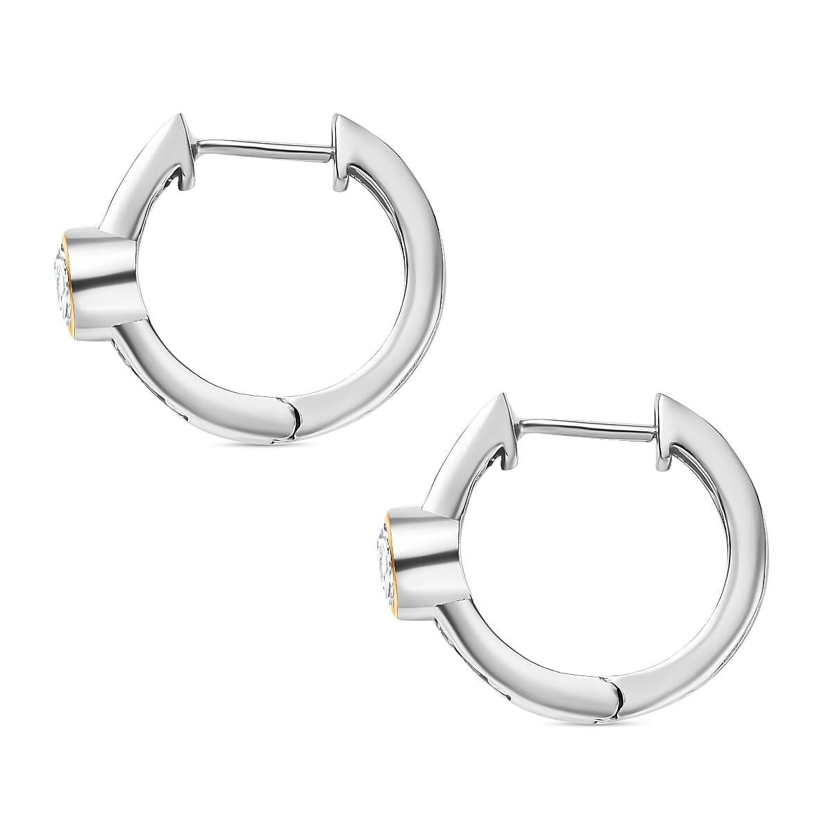 Moissanite 1.35 ctw Earrings in 18K Vermeil YG and Rhodium Over Sterling Silver image number 4