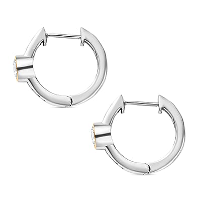 Moissanite 1.35 ctw Earrings in 18K Vermeil YG and Rhodium Over Sterling Silver