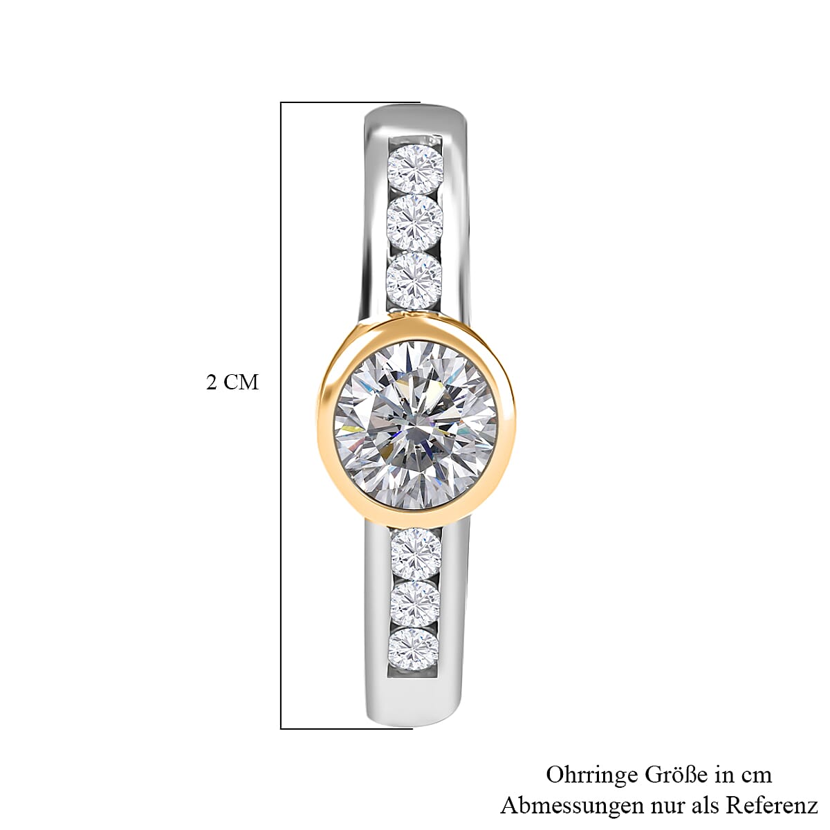 Moissanite 1.35 ctw Earrings in 18K Vermeil YG and Rhodium Over Sterling Silver image number 5