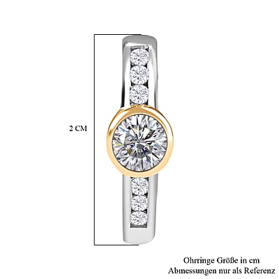 Moissanite 1.35 ctw Earrings in 18K Vermeil YG and Rhodium Over Sterling Silver