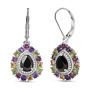 EverTrue Elite Shungite and Multi Gemstone 3.85 ctw Earring in Platinum Bond and Stainless Steel