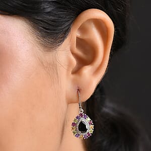 EverTrue Elite Shungite and Multi Gemstone 3.85 ctw Earring in Platinum Bond and Stainless Steel