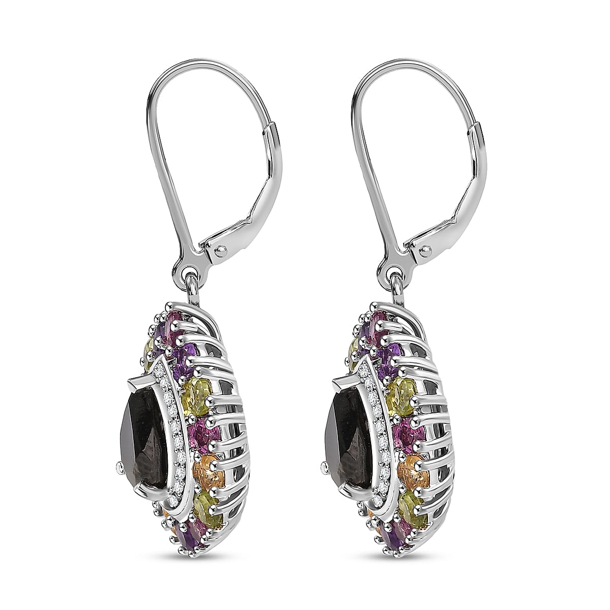 EverTrue Elite Shungite and Multi Gemstone 3.85 ctw Earring in Platinum Bond and Stainless Steel image number 3
