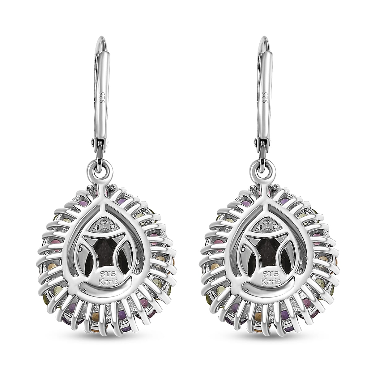 EverTrue Elite Shungite and Multi Gemstone 3.85 ctw Earring in Platinum Bond and Stainless Steel image number 4