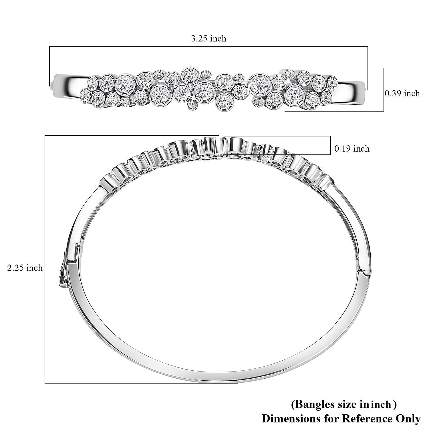 Karis Golconda Topaz 3.70 ctw Playful Bubbles Bangle Bracelet in Platinum Bond (7.25 In) 