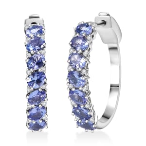 D'Joy Tanzanite and White Zircon 2.70 ctw Celestial Symphony Earrings in Rhodium Over Sterling Silver