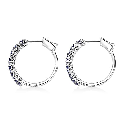 D'Joy Tanzanite and White Zircon 2.70 ctw Celestial Symphony Earrings in Rhodium Over Sterling Silver