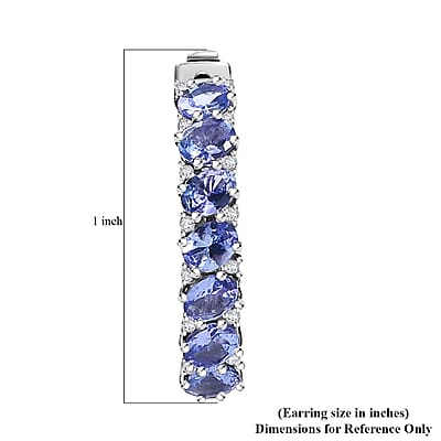 D'Joy Tanzanite and White Zircon 2.70 ctw Celestial Symphony Earrings in Rhodium Over Sterling Silver