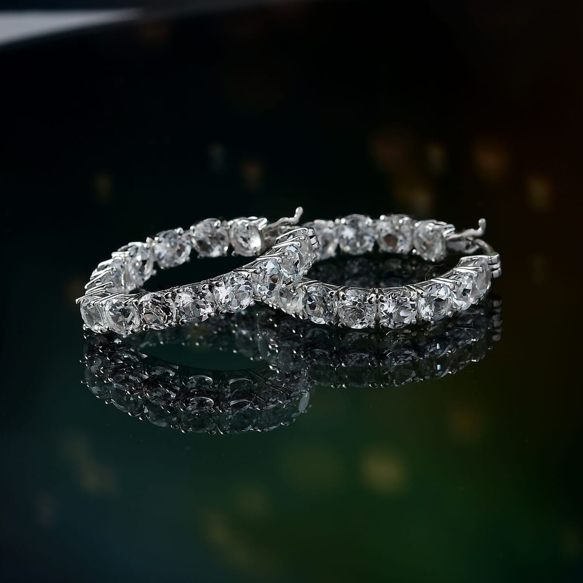 Karis Golconda Topaz 16.10 ctw Hoop Earrings Platinum Bond image number 1