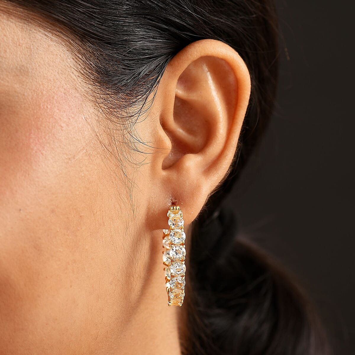 Karis Golconda Topaz 18.90 ctw Hoop Earrings 18K YG Plated image number 2