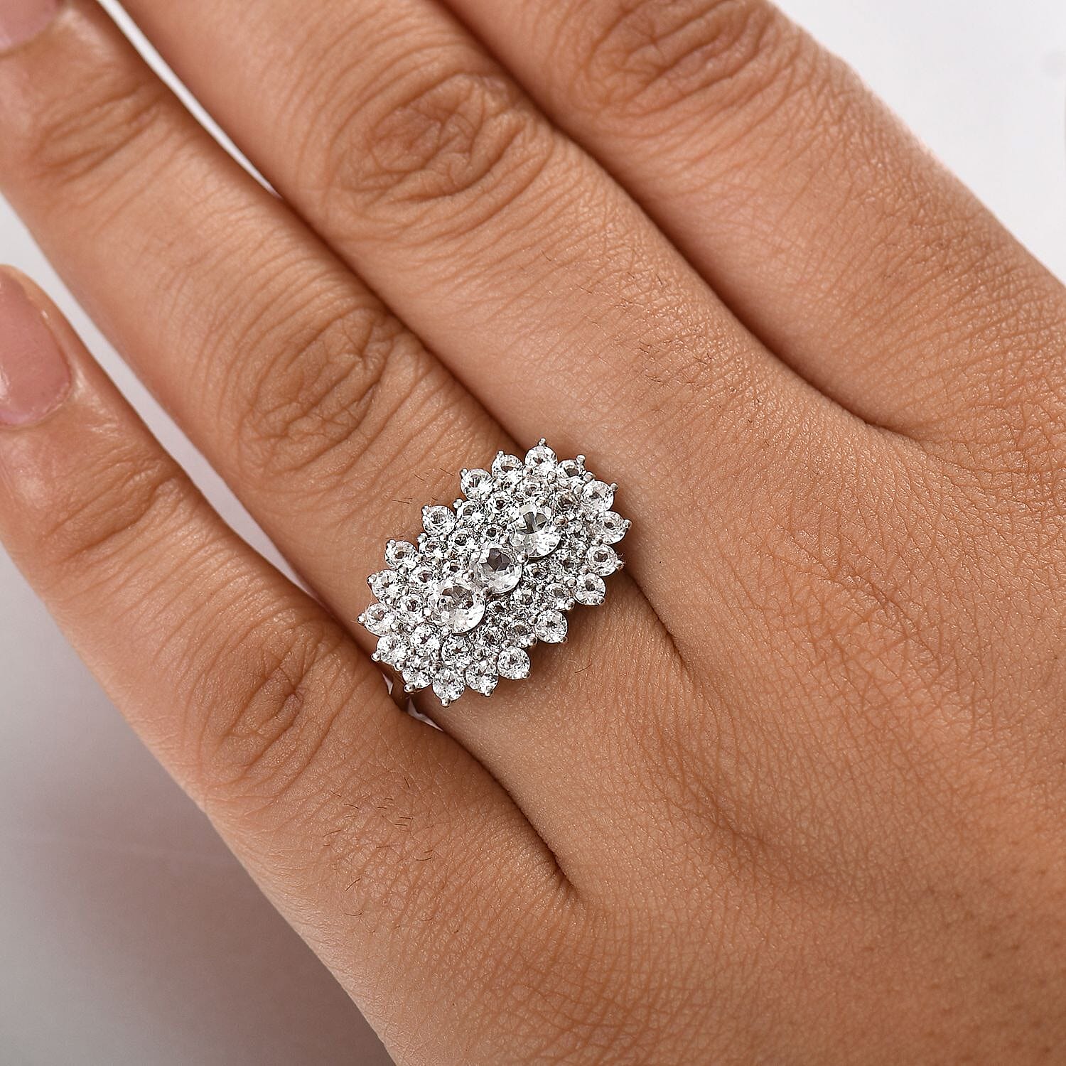 D'Joy Golconda Topaz 2.75 ctw Boat Ring in Platinum Over Sterling Silver (Size 10.0)