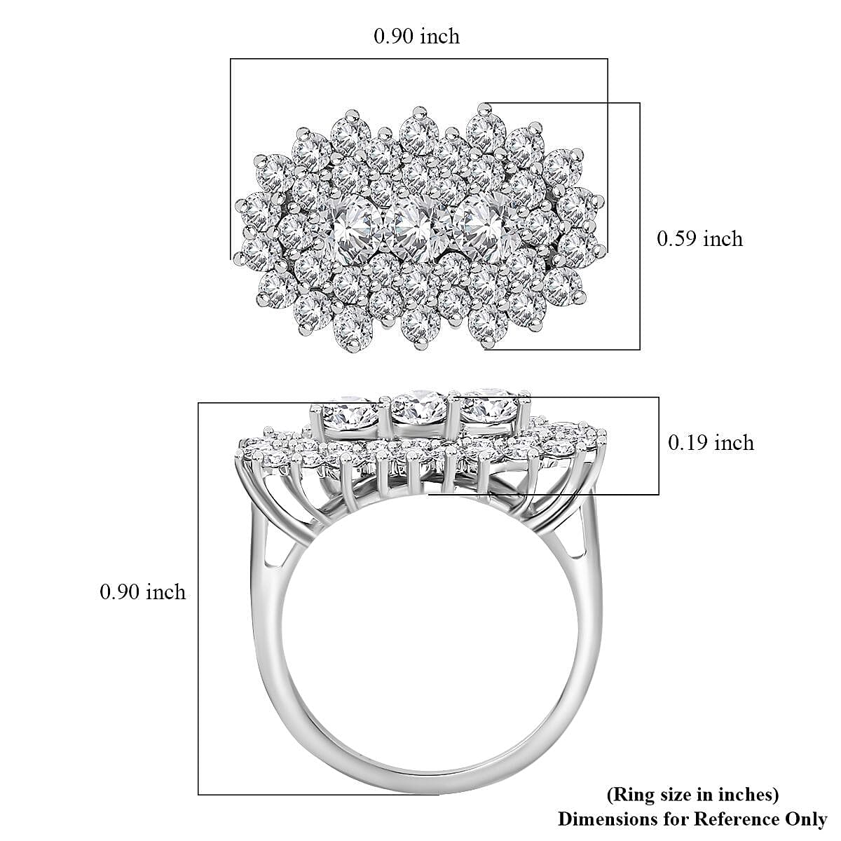 D'Joy Golconda Topaz 2.75 ctw Boat Ring in Platinum Over Sterling Silver (Size 10.0)