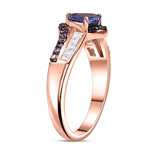 D'Joy AAA Tanzanite and Multi Gemstone 1.30 ctw Intertwined Elegance Ring in 18K Vermeil Rose Gold Over Sterling Silver (Size 6.0)