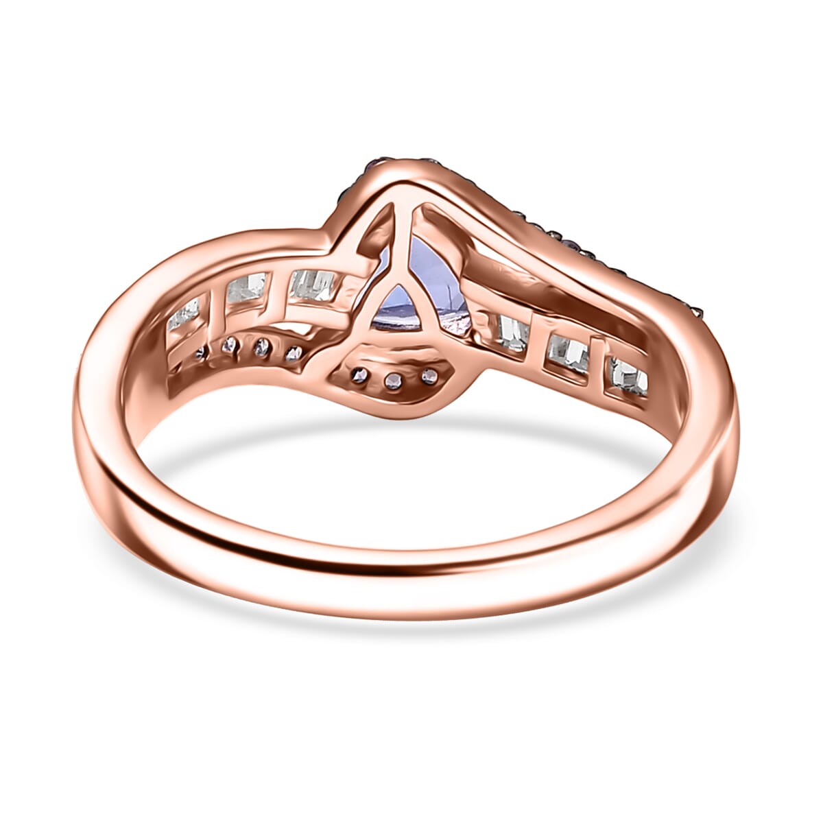 D'Joy AAA Tanzanite and Multi Gemstone 1.30 ctw Intertwined Elegance Ring in 18K Vermeil Rose Gold Over Sterling Silver (Size 7.0) image number 3