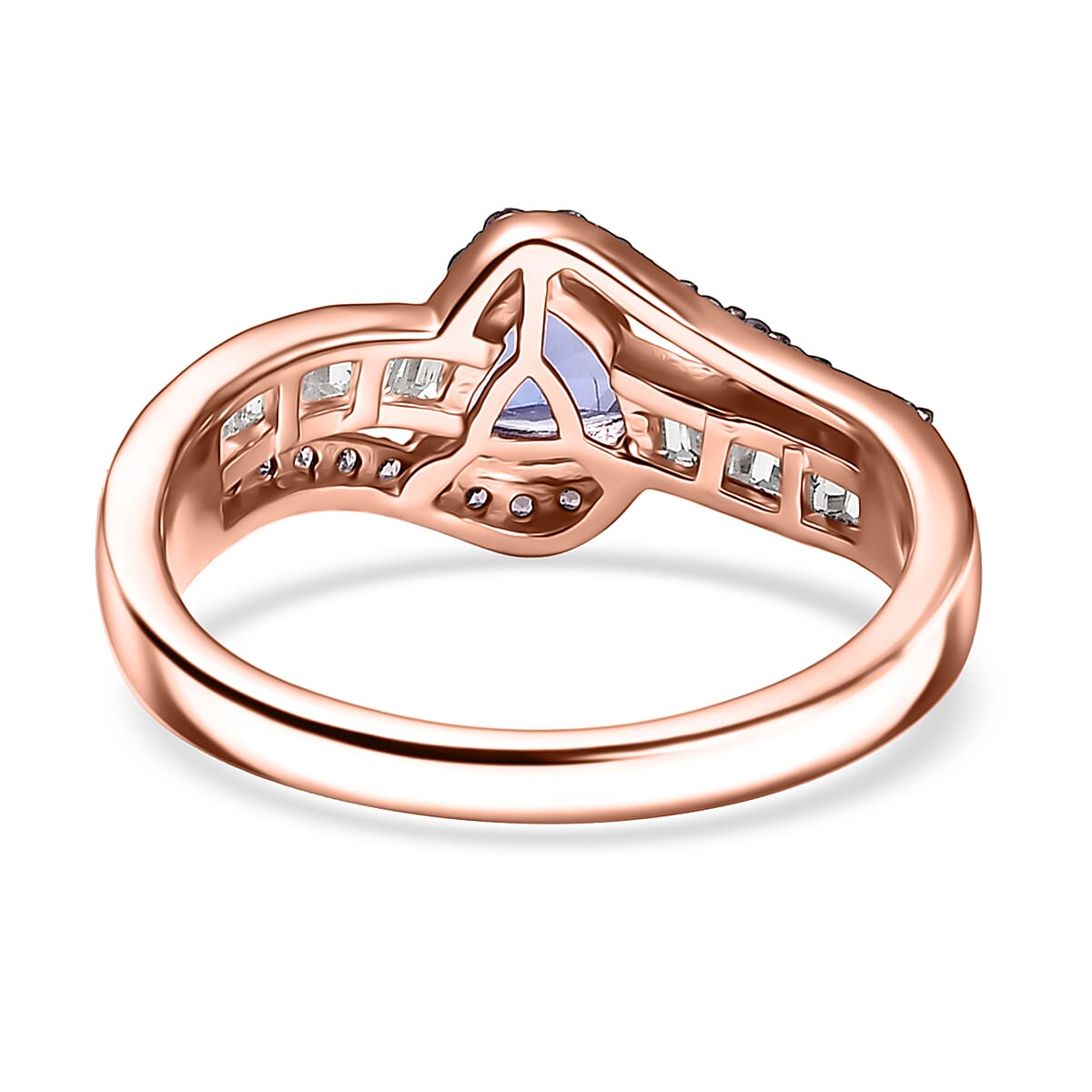 D'Joy AAA Tanzanite and Multi Gemstone 1.30 ctw Intertwined Elegance Ring in 18K Vermeil Rose Gold Over Sterling Silver (Size 9.0) image number 3