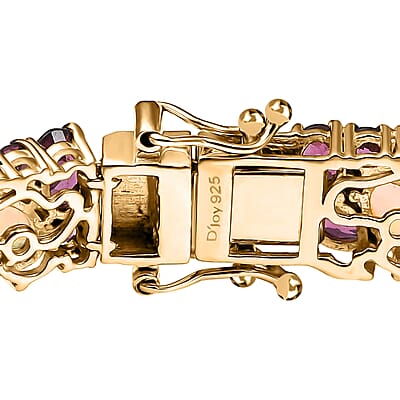 D'Joy Orissa Rhodolite Garnet and Ethiopian Welo Opal 23.60 ctw Mystic Romance Bracelet in 18K Vermeil Yellow Gold Over Sterling Silver (8.00 In)
