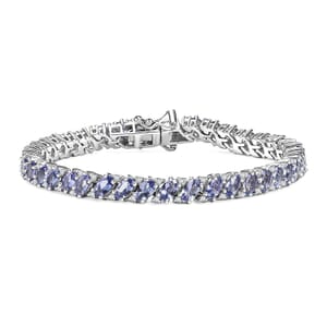 D'Joy Tanzanite and White Zircon 10.20 ctw Celestial Symphony Bracelet in Rhodium Over Sterling Silver (6.50 In)