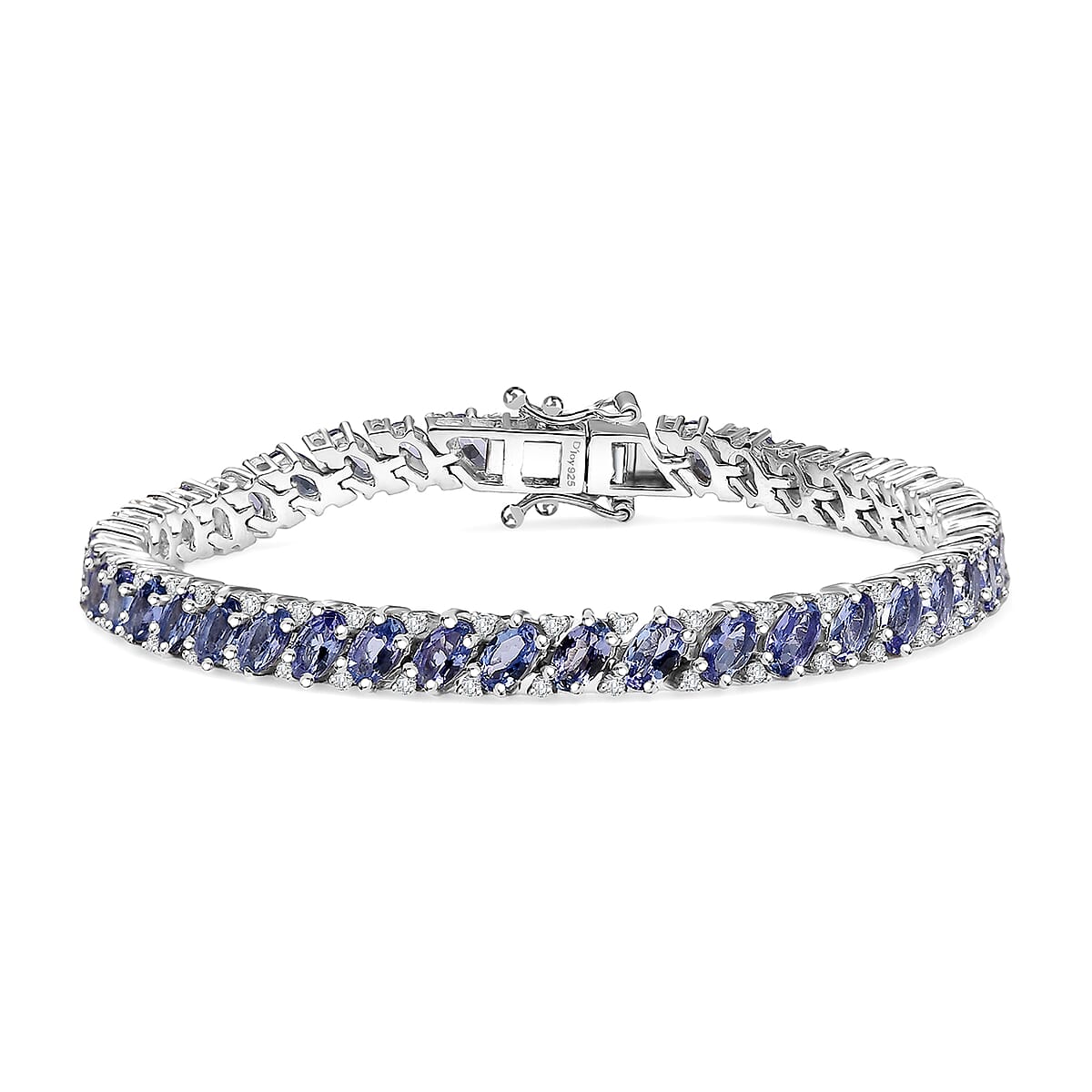 D'Joy Tanzanite and White Zircon 11.25 ctw Celestial Symphony Bracelet in Rhodium Over Sterling Silver (7.25 In) image number 0