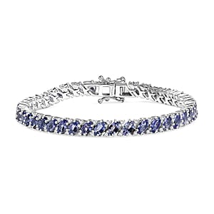 D'Joy Tanzanite and White Zircon 11.25 ctw Celestial Symphony Bracelet in Rhodium Over Sterling Silver (7.25 In)