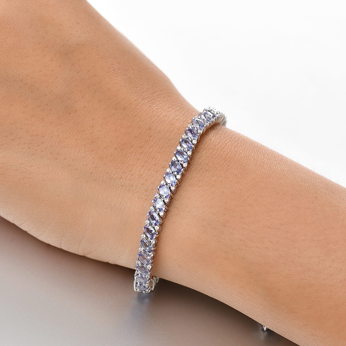 D'Joy Tanzanite and White Zircon 11.25 ctw Celestial Symphony Bracelet in Rhodium Over Sterling Silver (7.25 In) image number 2