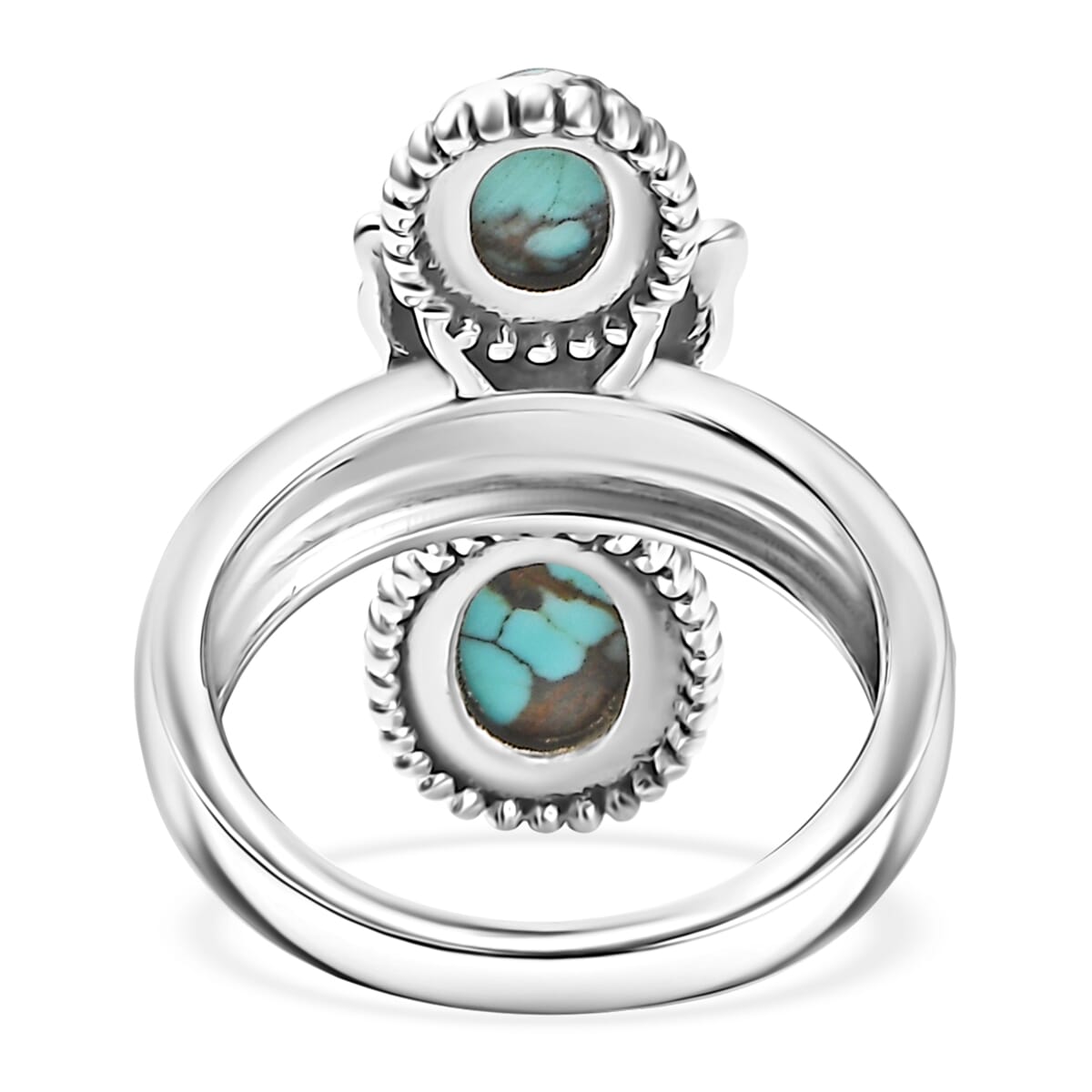 D'Joy Artisan Crafted Blue Moon Turquoise 2.30 ctw Butterfly Ring in Black Oxidized Sterling Silver (Size 10.0) image number 4