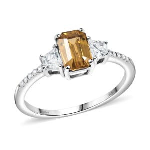 Premium Yellow Zircon and White Zircon 2.25 ctw Ring in Rhodium Over Sterling Silver (Size 10.0)