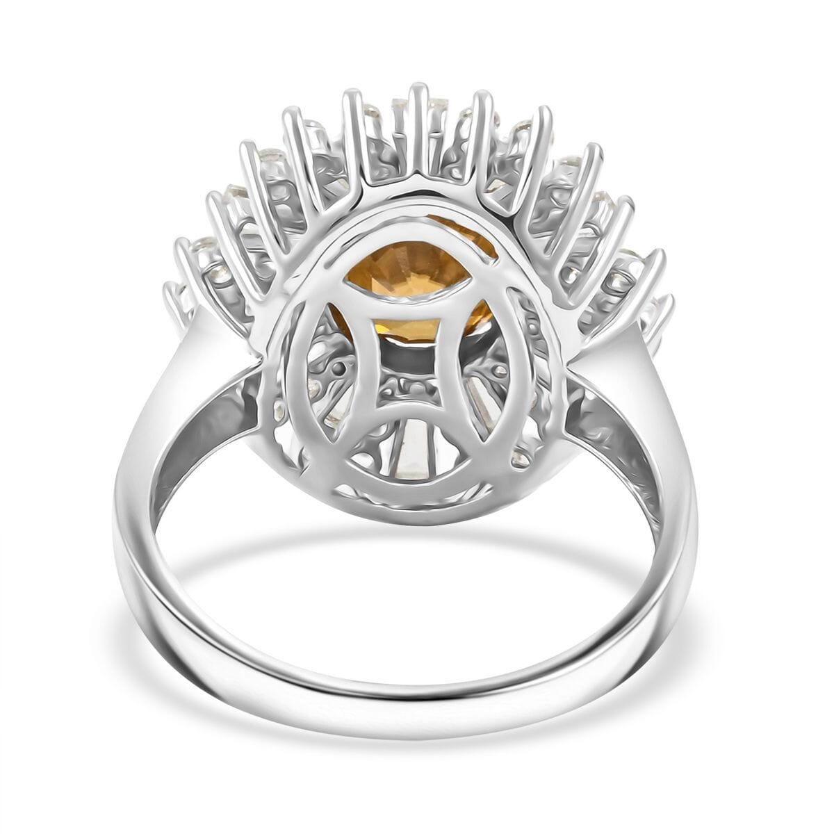 D'Joy Premium Tanzania Yellow Zircon and White Zircon 4.40 ctw Frosted Majesty Ring in Rhodium Over Sterling Silver (Size 10.0) image number 4